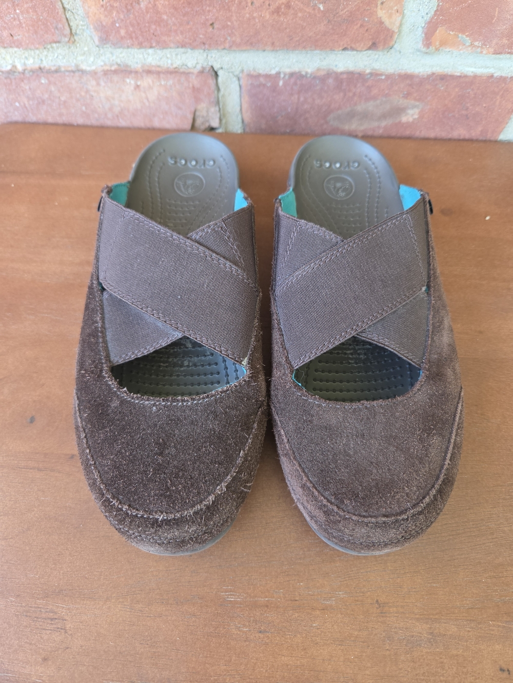 Crocs Edie Mule Brown Suede Slip-On Sandals Slides Womens Size 8